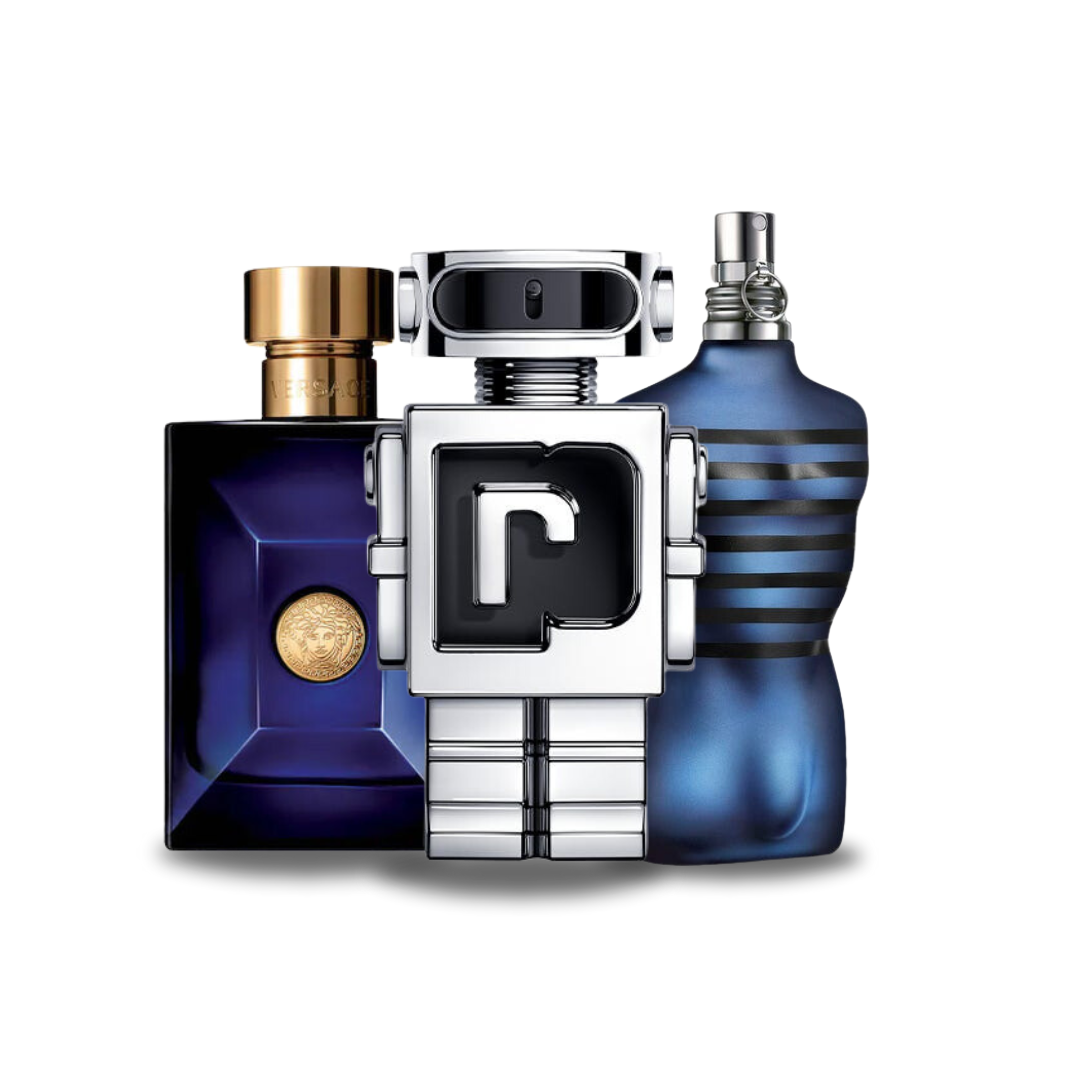 3 Versace Perfumes DYLAN BLUE, Paco Rabanne PHANTOM and Jean Paul Gaultier ULTRA MALE (Eau de Parfum)